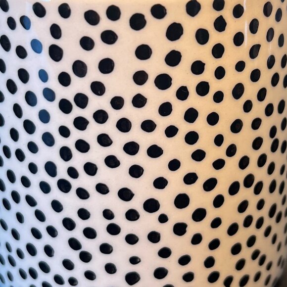 THYME & TABLE Black Dotted Stoneware Mug with Metallic Gold Rectangular Handle - Picture 11 of 11